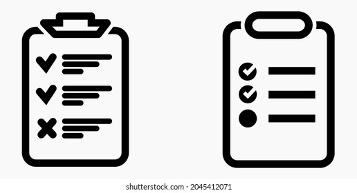 Lista de iconos, lista, lista, registro, lista, catálogo, control, bil, calendario, lista, nomenclatura, nómina, rollo, marca, catálogo. Icono del vector.