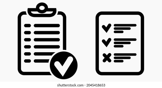 Lista de iconos, lista, lista, registro, lista, catálogo, control, bil, calendario, lista, nomenclatura, nómina, rollo, marca, catálogo. Icono del vector.