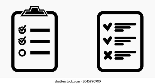 Lista de iconos, lista, lista, registro, lista, catálogo, control, bil, calendario, lista, nomenclatura, nómina, rollo, marca, catálogo. Icono del vector.