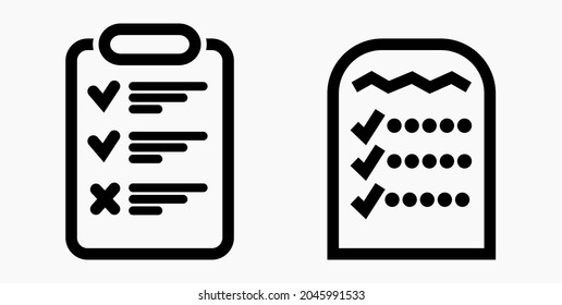 Lista de iconos, lista, lista, registro, lista, catálogo, control, bil, calendario, lista, nomenclatura, nómina, rollo, marca, catálogo. Icono del vector.