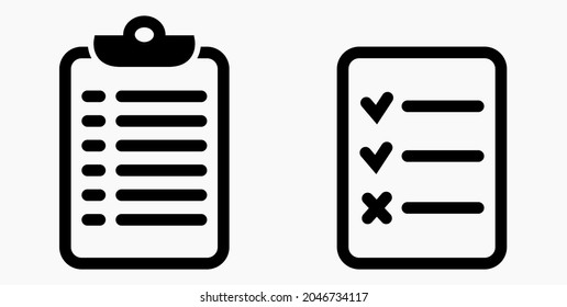 Lista de iconos, lista, lista, registro, lista, catálogo, control, bil, calendario, lista, nomenclatura, nómina, rollo, marca, catálogo. Icono del vector.