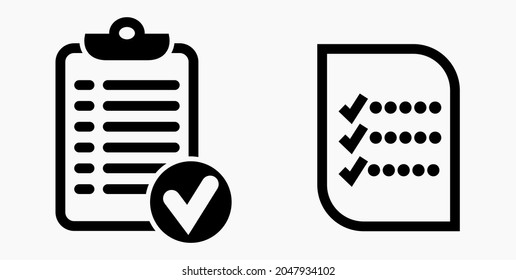 Lista de iconos, lista, lista, registro, lista, catálogo, control, bil, calendario, lista, nomenclatura, nómina, rollo, marca, catálogo. Icono del vector.