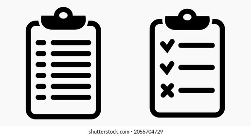 Lista de iconos, lista, calendario, registro, rollo, catálogo, control, calendario, agenda, nomenclatura, rollo de abalorios, marcados. Icono del vector.