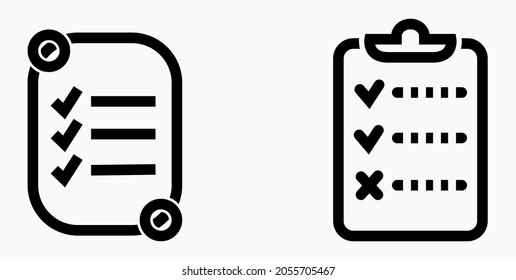 Lista de iconos, lista, calendario, registro, rollo, catálogo, control, calendario, agenda, nomenclatura, rollo de abalorios, marcados. Icono del vector.