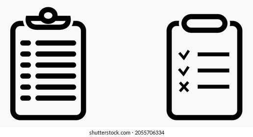 Lista de iconos, lista, calendario, registro, rollo, catálogo, control, calendario, agenda, nomenclatura, rollo de abalorios, marcados. Icono del vector.