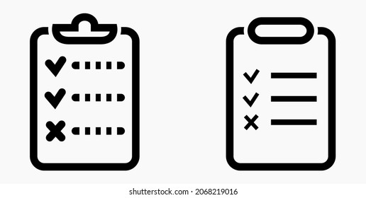 Lista de iconos o lista, programación y registro. Catálogo de etiquetas o control. Bil o calendario, docket. Nomenclatura, rollo de abalorios. Icono del vector.