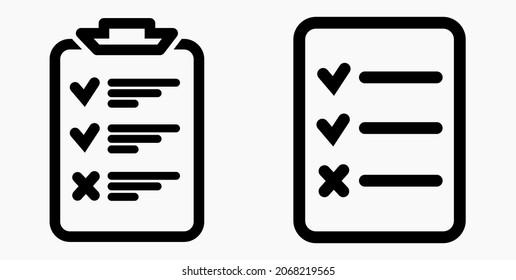 Lista de iconos o lista, programación y registro. Catálogo de etiquetas o control. Bil o calendario, docket. Nomenclatura, rollo de abalorios. Icono del vector.