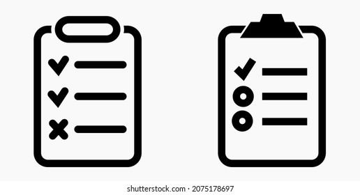 Lista de iconos o lista, programación y registro. Catálogo de etiquetas o control. Bil o calendario. Docket. Nomenclatura, rollo de abalorios. Icono del vector.