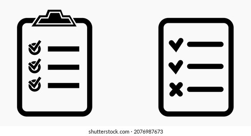 Lista de iconos o lista, programación y registro. Catálogo de etiquetas o control. Bil o calendario. Docket. Nomenclatura, rollo de abalorios. Icono del vector.