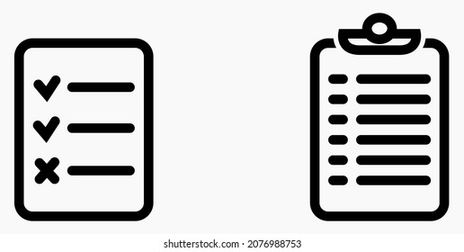 Lista de iconos o lista, programación y registro. Catálogo de etiquetas o control. Bil o calendario. Docket. Nomenclatura, rollo de abalorios. Icono del vector.
