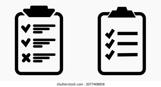 Lista de iconos o lista, programación y registro. Catálogo de etiquetas o control. Bil o calendario. Docket. Nomenclatura, rollo de abalorios. Icono del vector.