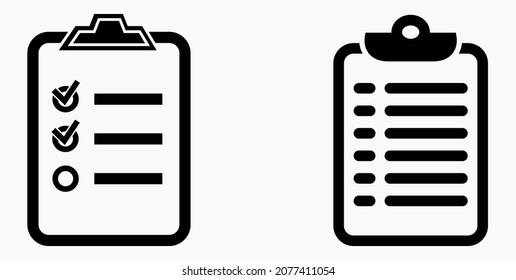 Lista de iconos o lista, programación y registro. Catálogo de etiquetas o control. Bil o calendario. Docket. Nomenclatura, rollo de abalorios. Icono del vector.