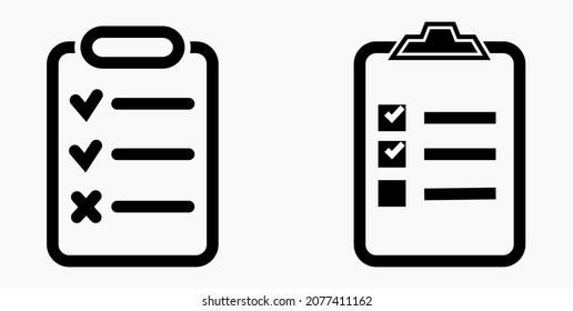 Lista de iconos o lista, programación y registro. Catálogo de etiquetas o control. Bil o calendario. Docket. Nomenclatura, rollo de abalorios. Icono del vector.