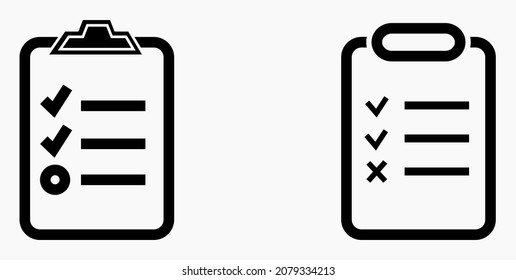 Lista de iconos o lista, programación y registro. Catálogo de etiquetas o control. Bil o calendario. Docket. Nomenclatura, rollo de abalorios. Icono del vector.