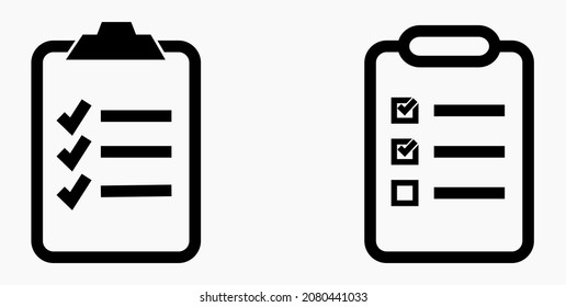 Lista de iconos o lista, planificación, registro. Catálogo de etiquetas o control. Bil o calendario. Docket. Nomenclatura, rollo de abalorios. Icono del vector.