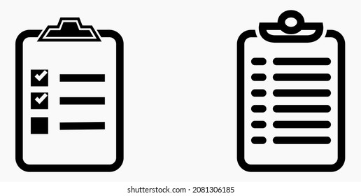 Lista de iconos o lista, planificación, registro. Catálogo de etiquetas o control. Bil o calendario. Docket. Nomenclatura, rollo de abalorios. Icono del vector.