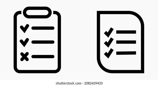 Lista de iconos o lista, planificación, registro. Catálogo de etiquetas o control. Bil o calendario. Docket. Nomenclatura, rollo de abalorios. Icono del vector.