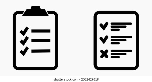 Lista de iconos o lista, planificación, registro. Catálogo de etiquetas o control. Bil o calendario. Docket. Nomenclatura, rollo de abalorios. Icono del vector.