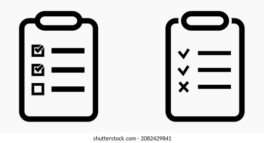 Lista de iconos o lista, planificación, registro. Catálogo de etiquetas o control. Bil o calendario. Docket. Nomenclatura, rollo de abalorios. Icono del vector.