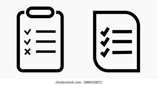 Lista de iconos o lista, planificación, registro. Catálogo de etiquetas o control. Bil o calendario. Docket. Nomenclatura, rollo de abalorios. Icono del vector.