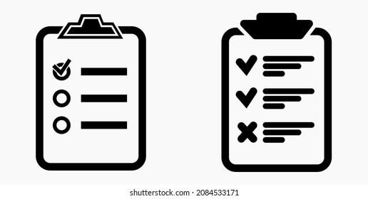 Lista de iconos o lista, planificación, registro. Catálogo de etiquetas o control. Bil o calendario. Docket. Nomenclatura, rollo de abalorios. Icono del vector.