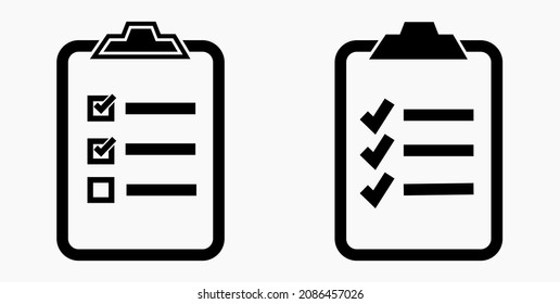 Lista de iconos o lista, planificación, registro. Catálogo de etiquetas o control. Bil o calendario. Docket. Nomenclatura, rollo de abalorios. Icono del vector.