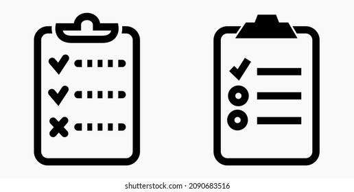 Lista de iconos o lista, planificación, registro. Catálogo de etiquetas o control. Bil o calendario. Docket. Nomenclatura, rollo de abalorios. Icono del vector.
