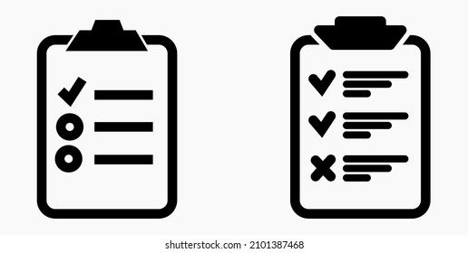 Lista de iconos o lista, planificación, registro. Catálogo de etiquetas o control. Bil o calendario. Docket. Nomenclatura, rollo de abalorios. Icono del vector.