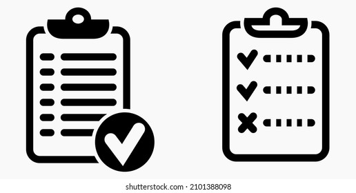 Lista de iconos o lista, planificación, registro. Catálogo de etiquetas o control. Bil o calendario. Docket. Nomenclatura, rollo de abalorios. Icono del vector.