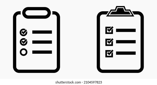 Lista de iconos o lista, planificación, registro. Catálogo de etiquetas o control. Bil o calendario. Docket. Nomenclatura, rollo de abalorios. Icono del vector.
