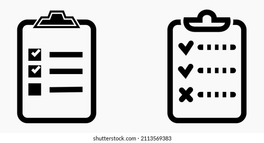 Lista de iconos o lista, planificación, registro. Catálogo de etiquetas o control. Bil o calendario. Docket. Nomenclatura, rollo de abalorios. Icono del vector.