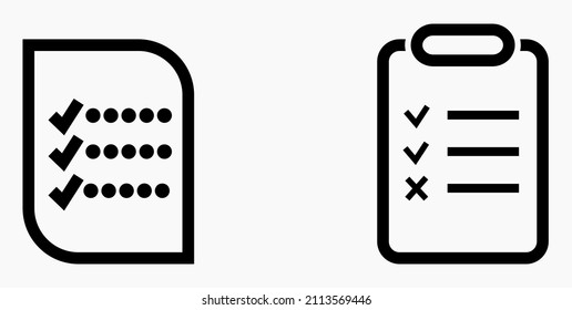 Lista de iconos o lista, planificación, registro. Catálogo de etiquetas o control. Bil o calendario. Docket. Nomenclatura, rollo de abalorios. Icono del vector.