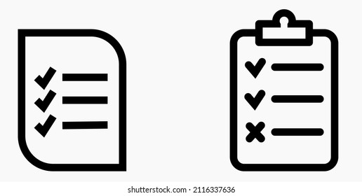 Lista de iconos o lista, planificación, registro. Catálogo de etiquetas o control. Bil o calendario. Docket. Nomenclatura, rollo de abalorios. Icono del vector.