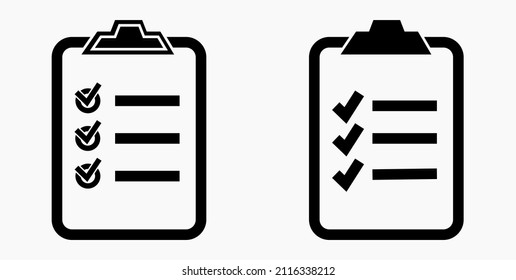 Lista de iconos o lista, planificación, registro. Catálogo de etiquetas o control. Bil o calendario. Docket. Nomenclatura, rollo de abalorios. Icono del vector.