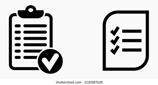 Lista de iconos o lista, planificación, registro. Catálogo de etiquetas o control. Bil o calendario. Docket. Nomenclatura, rollo de abalorios. Icono del vector.