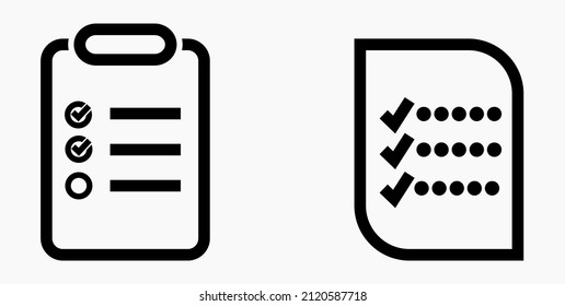 Lista de iconos o lista, planificación, registro. Catálogo de etiquetas o control. Bil o calendario. Docket. Nomenclatura, rollo de abalorios. Icono del vector.
