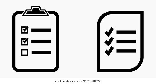 Lista de iconos o lista, planificación, registro. Catálogo de etiquetas o control. Bil o calendario. Docket. Nomenclatura, rollo de abalorios. Icono del vector.
