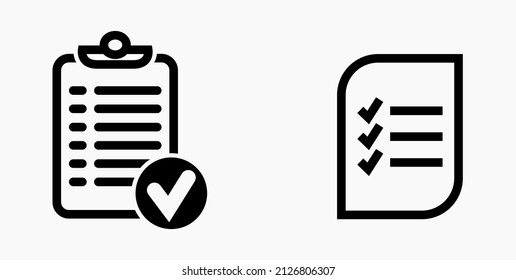 Lista de iconos o lista, planificación, registro. Catálogo de etiquetas o control. Bil o calendario. Docket. Nomenclatura, rollo de abalorios. Icono del vector.