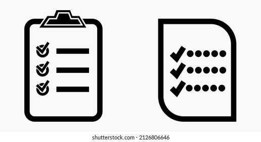 Lista de iconos o lista, planificación, registro. Catálogo de etiquetas o control. Bil o calendario. Docket. Nomenclatura, rollo de abalorios. Icono del vector.