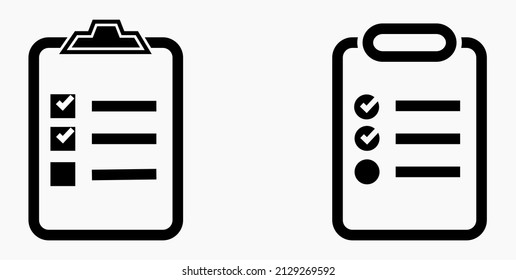 Lista de iconos o lista, planificación, registro. Catálogo de etiquetas o control. Bil o calendario. Docket. Nomenclatura, rollo de abalorios. Icono del vector.