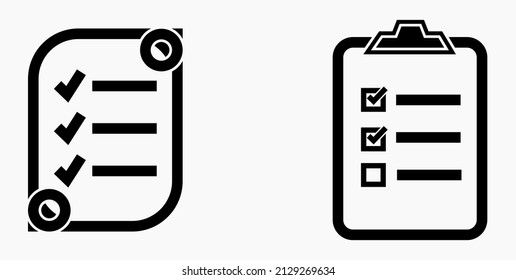 Lista de iconos o lista, planificación, registro. Catálogo de etiquetas o control. Bil o calendario. Docket. Nomenclatura, rollo de abalorios. Icono del vector.
