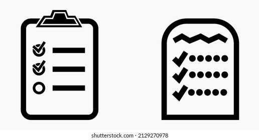 Lista de iconos o lista, planificación, registro. Catálogo de etiquetas o control. Bil o calendario. Docket. Nomenclatura, rollo de abalorios. Icono del vector.