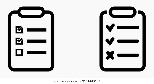 Lista de iconos o lista, planificación, registro. Catálogo de etiquetas o control. Bil o calendario.  Nomenclatura, rollo de abalorios. Icono del vector.