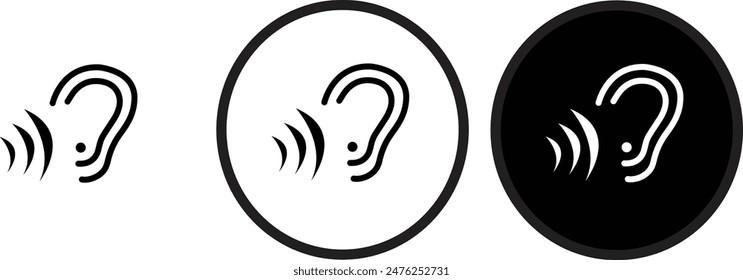 icon listen black outline for web site design 
and mobile dark mode apps 
Vector illustration on a white background