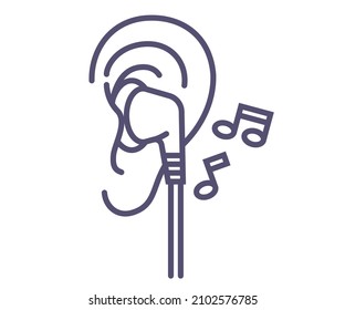 icon to listen to music in the earphone. flat vector illustration.