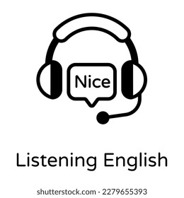 Un icono de escuchar diseño sólido inglés 