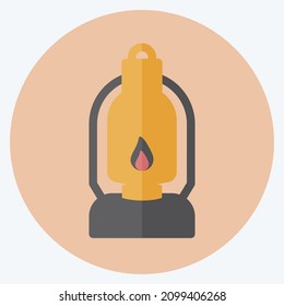 Icon Lit Lamp - Flacher Stil - Einfache Illustration, Design Icon Vektorgrafik, Gut für Drucke, Plakate, Anzeigen, Ankündigungen, Infografiken, etc.