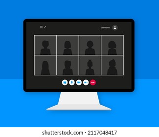 Icon with live chat video call. Isometric vector illustration. Editable vector stroke. Online video