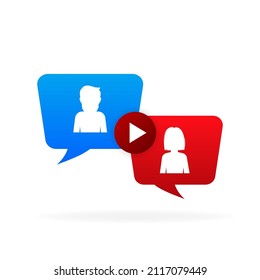 Icon with live chat video call. Isometric vector illustration. Editable vector stroke. Online video