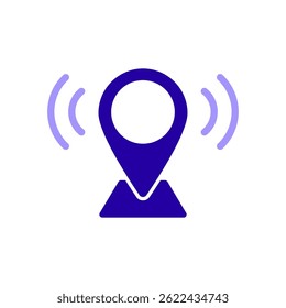 Icono de una ubicación en vivo, aislado contra un fondo limpio.